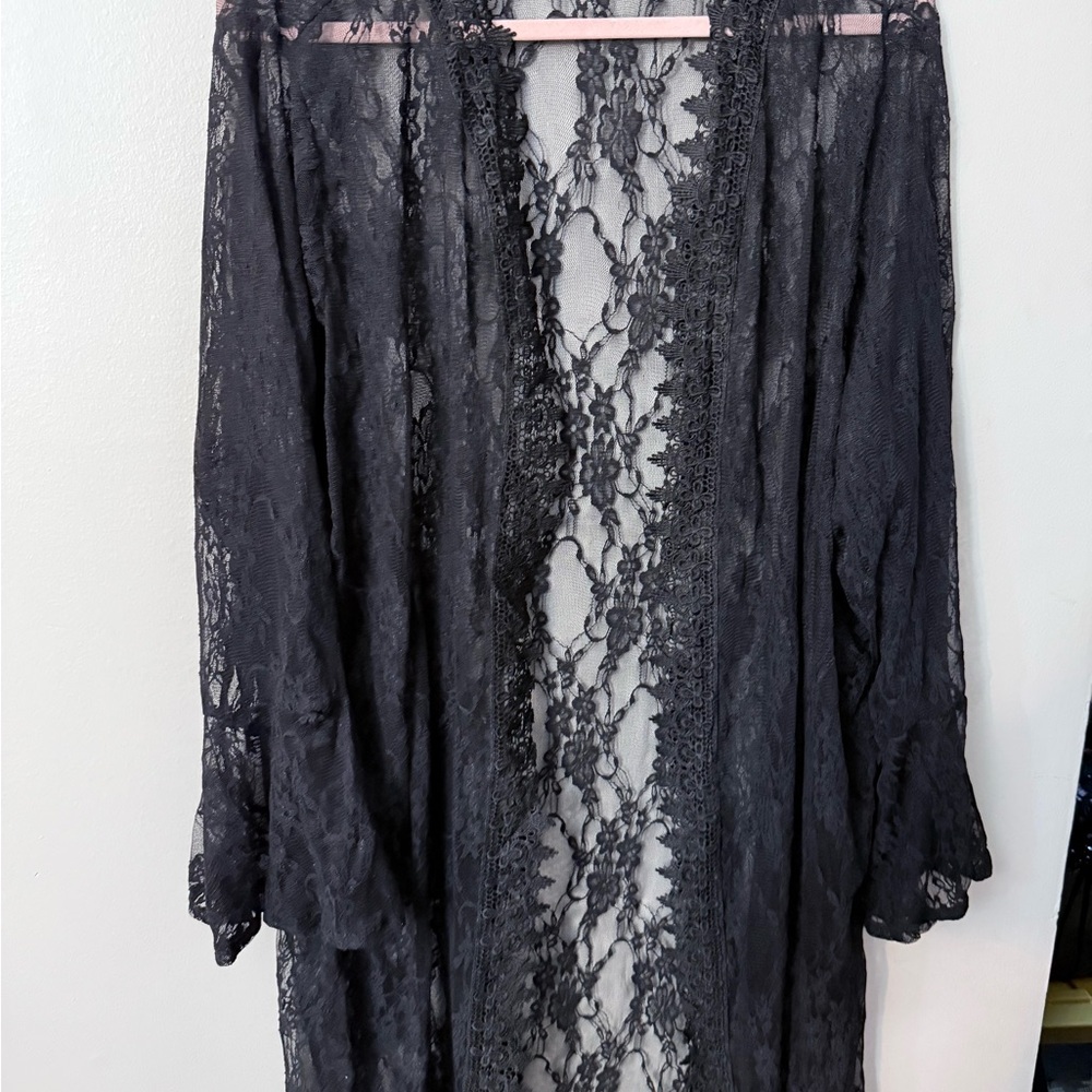 Belle Tweed Black Lace Robe size 3X